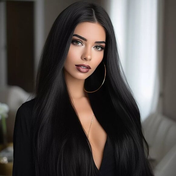 Long Straight Black WigCosplay Black Wig for Fashion Women 28inch